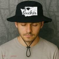 Teacher Red For Ed Washington Public Education Bucket Hat thumb 2