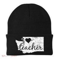 Teacher Red For Ed Washington Public Education Beanie thumb 0