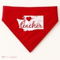Teacher Red For Ed Washington Public Education USA-Made Doggie Bandana thumb 0