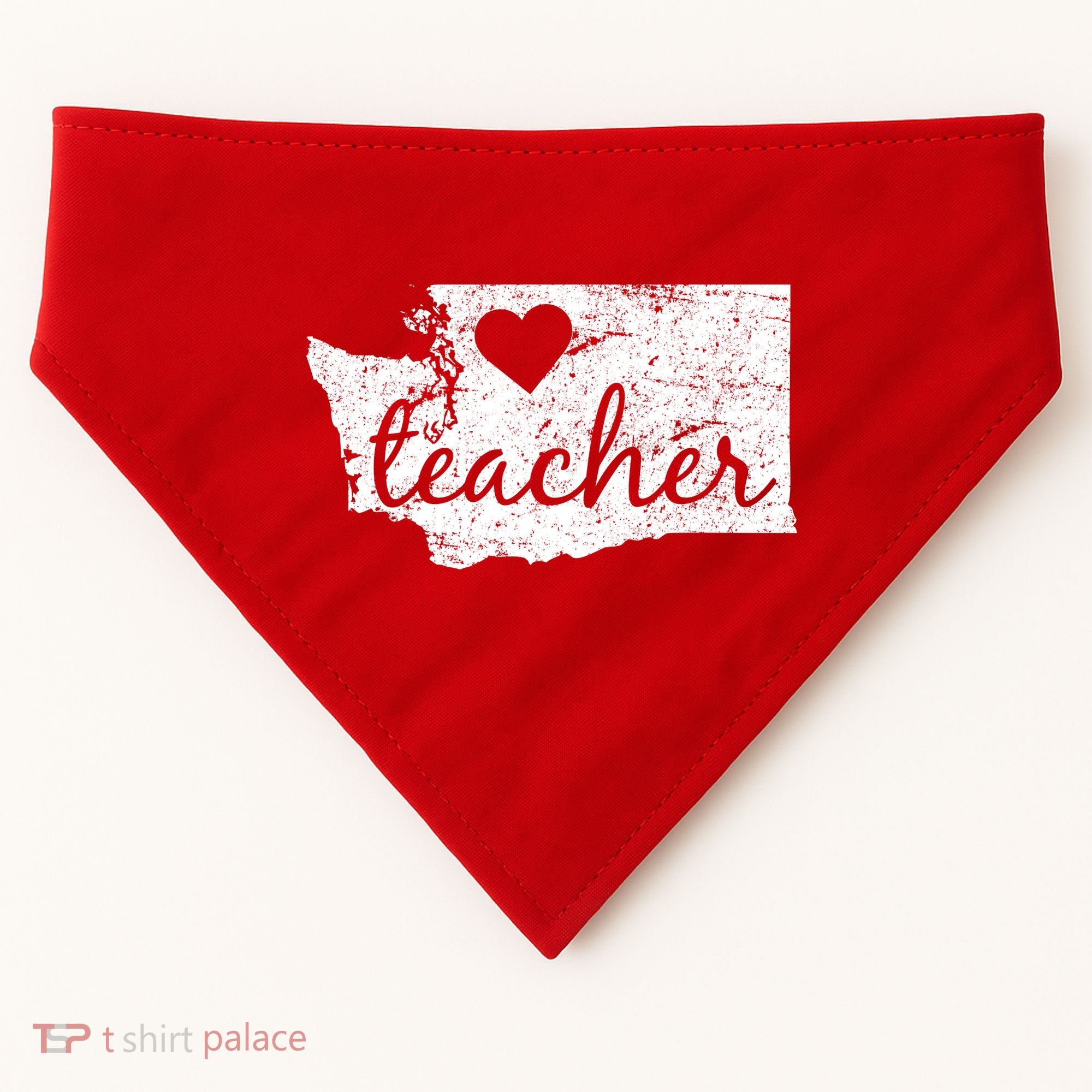 Teacher Red For Ed Washington Public Education USA-Made Doggie Bandana