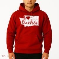 Teacher Red For Ed Washington Public Education Hoodie thumb 2