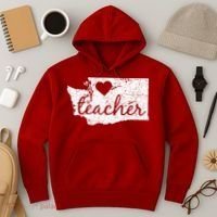 Teacher Red For Ed Washington Public Education Hoodie thumb 3