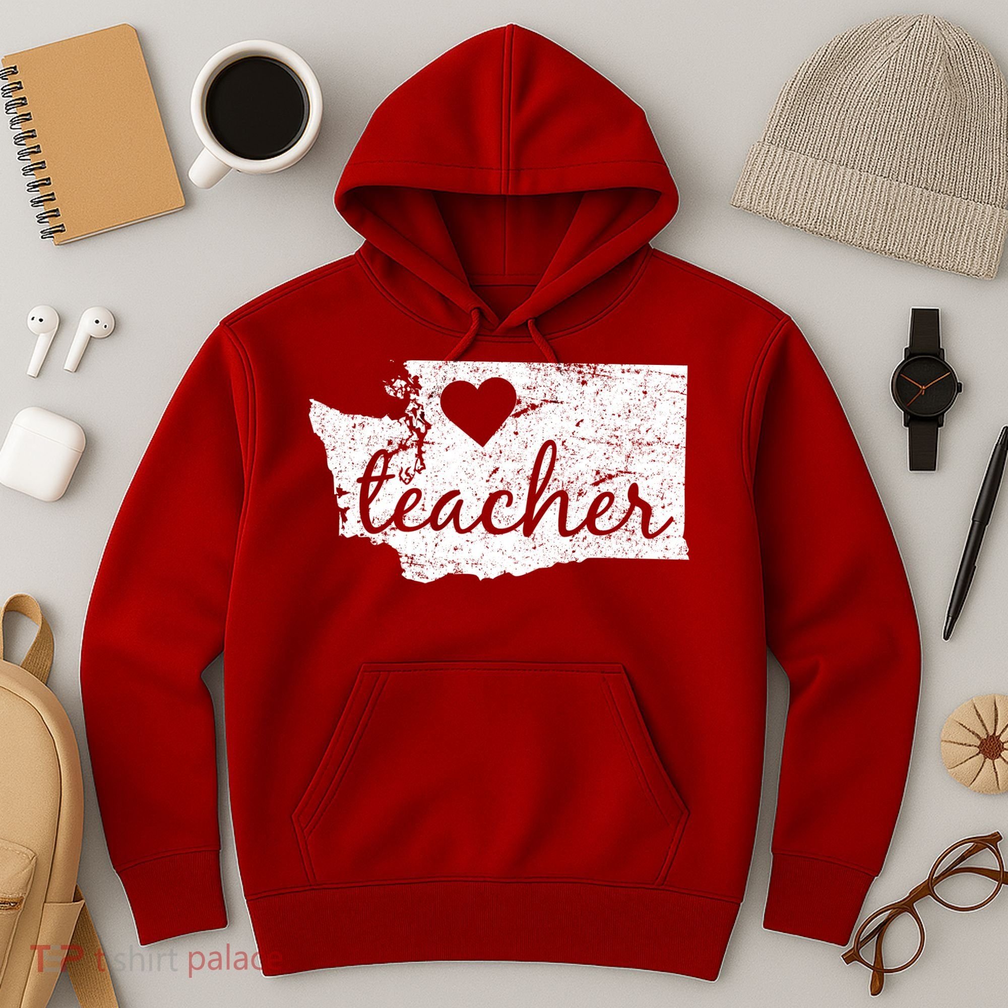 Teacher Red For Ed Washington Public Education Hoodie