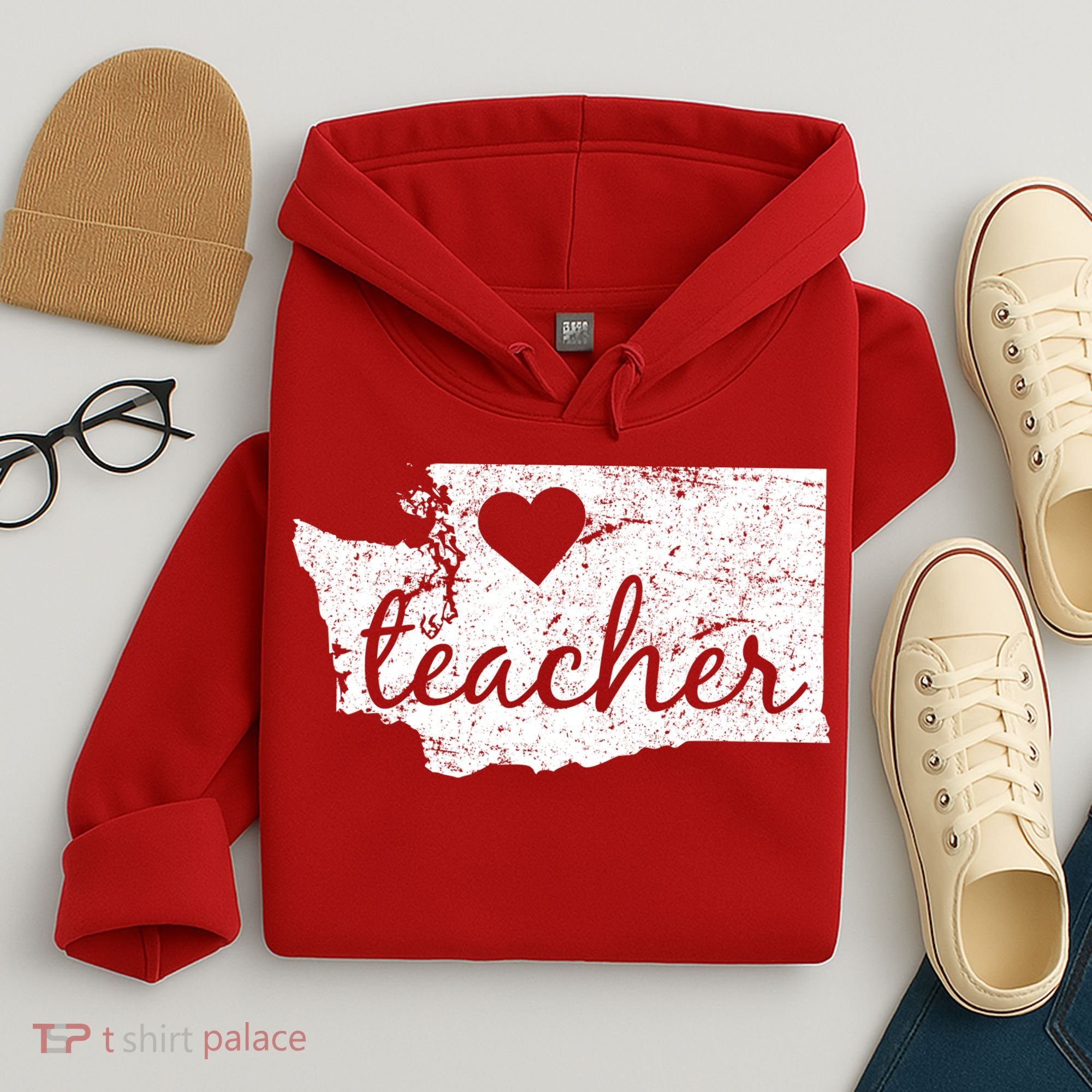 Teacher Red For Ed Washington Public Education Hoodie