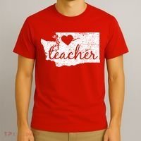 Teacher Red For Ed Washington Public Education T-Shirt thumb 3