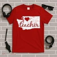 Teacher Red For Ed Washington Public Education T-Shirt thumb 5