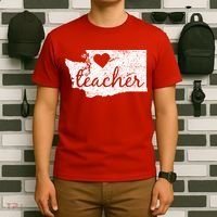 Teacher Red For Ed Washington Public Education T-Shirt thumb 6