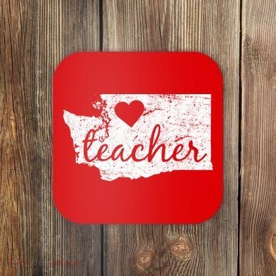 Teacher Red For Ed Washington Public Education Coaster