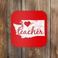 Teacher Red For Ed Washington Public Education Coaster thumb 0