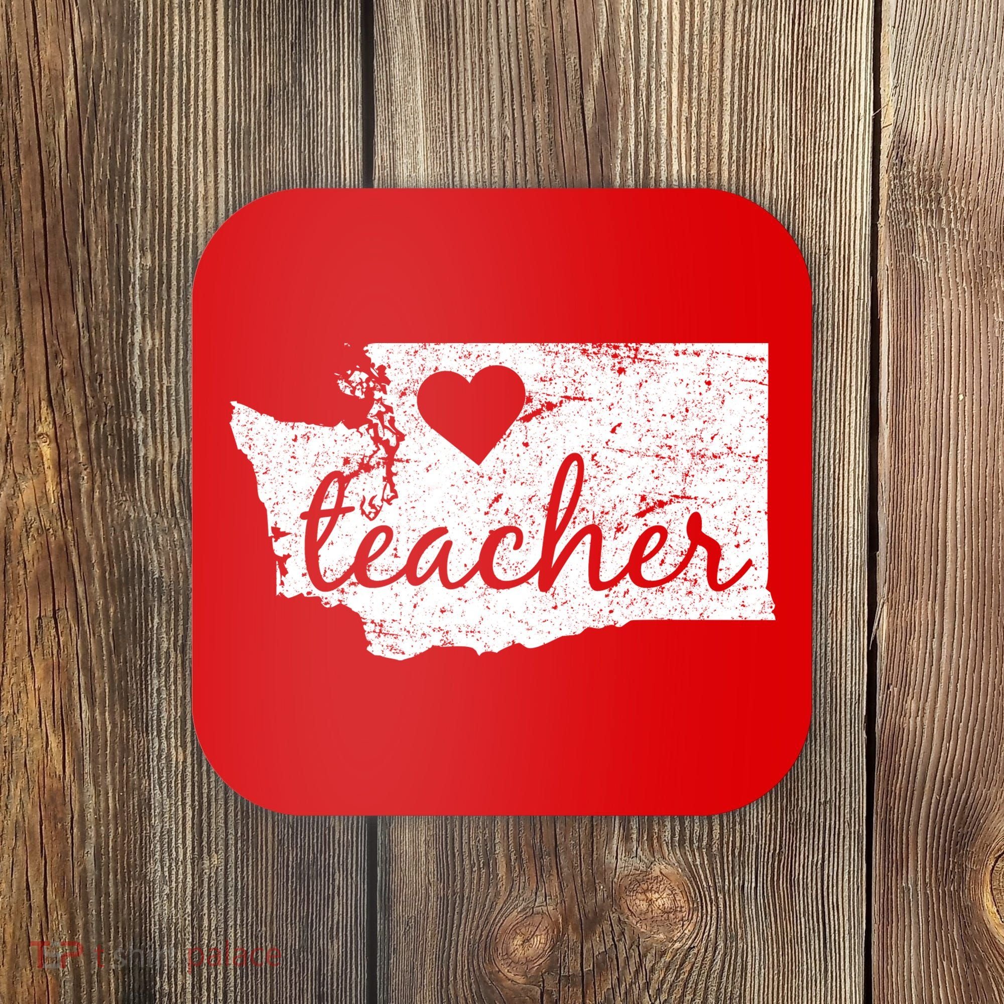 Teacher Red For Ed Washington Public Education Coaster