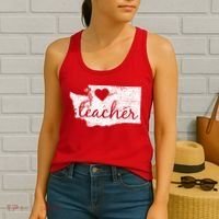 Teacher Red For Ed Washington Public Education Women's Tank Top thumb 2