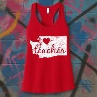 Teacher Red For Ed Washington Public Education Women's Tank Top thumb 3