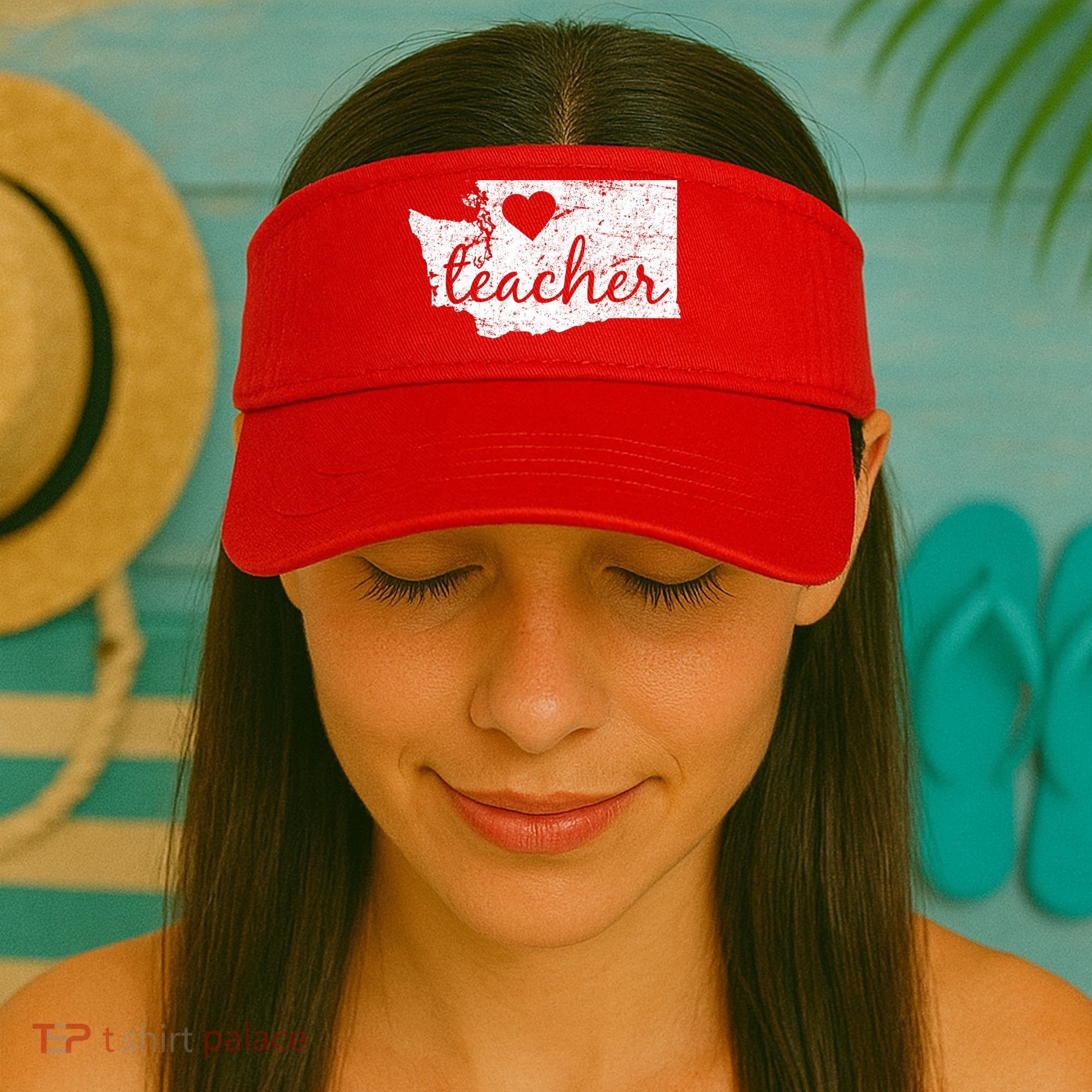 Teacher Red For Ed Washington Public Education Visor