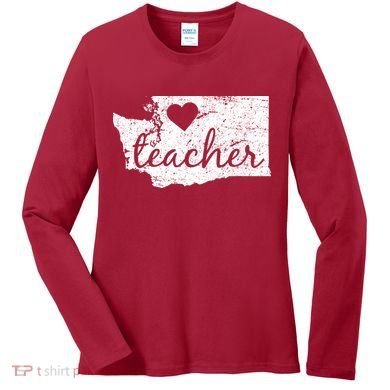 Teacher Red For Ed Washington Public Education Women's Long Sleeve Shirt