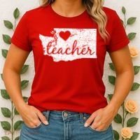 Teacher Red For Ed Washington Public Education Women's T-Shirt thumb 2