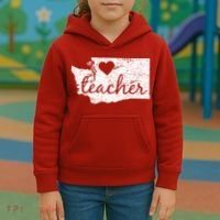 Teacher Red For Ed Washington Public Education Kids Hoodie thumb 3