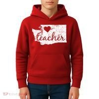 Teacher Red For Ed Washington Public Education Kids Hoodie thumb 4