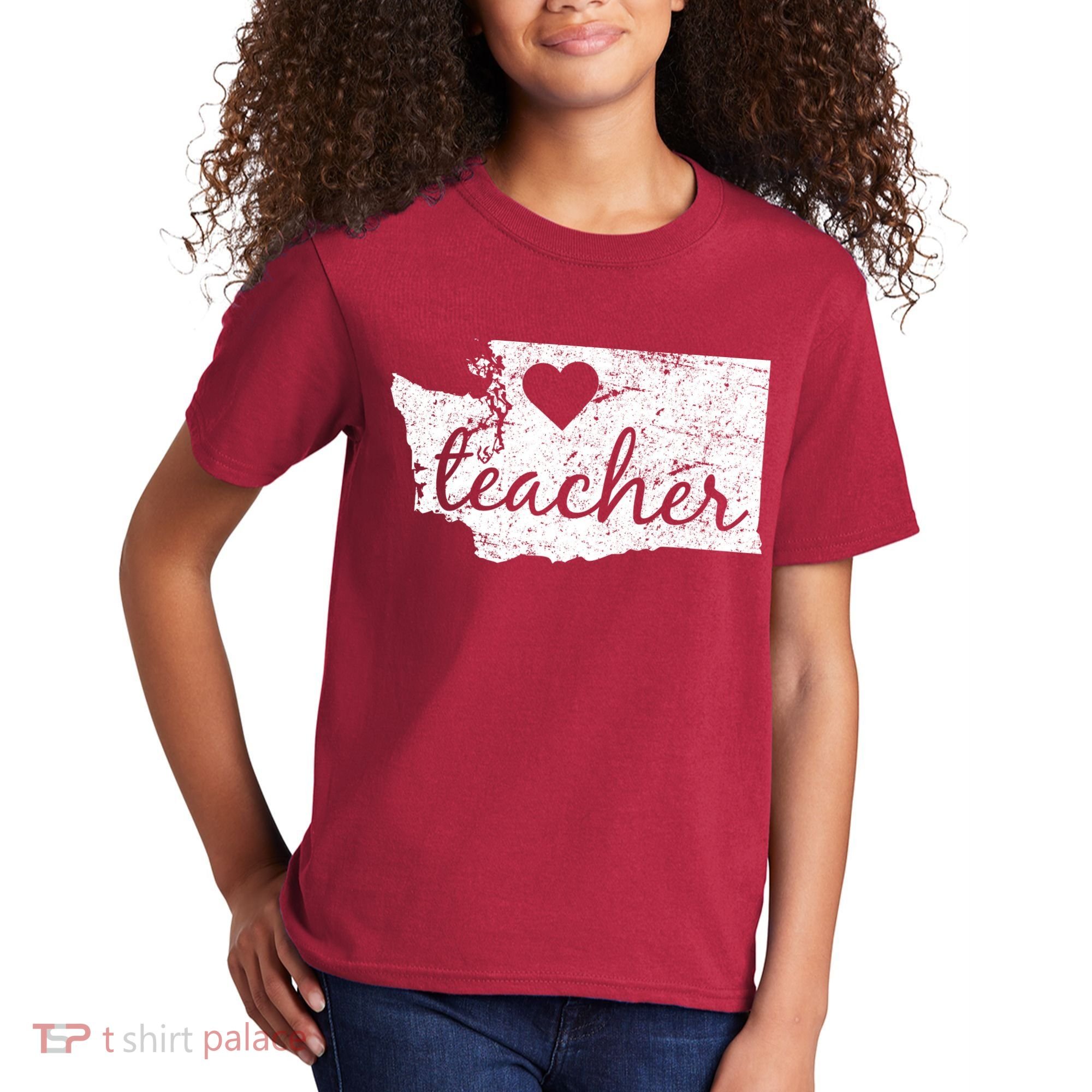 Teacher Red For Ed Washington Public Education Kids T-Shirt