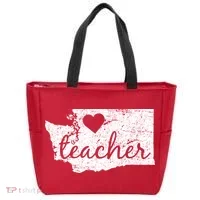 Teacher Red For Ed Washington Public Education Tote Bag thumb 0