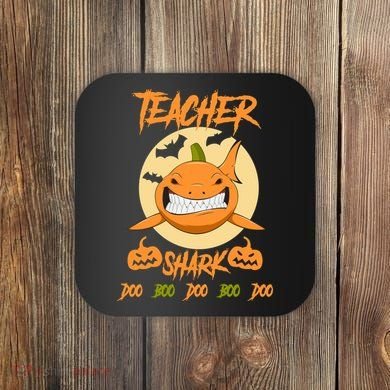 Teacher Shark Doo Boo Boo Pumpkin Halloween Coaster