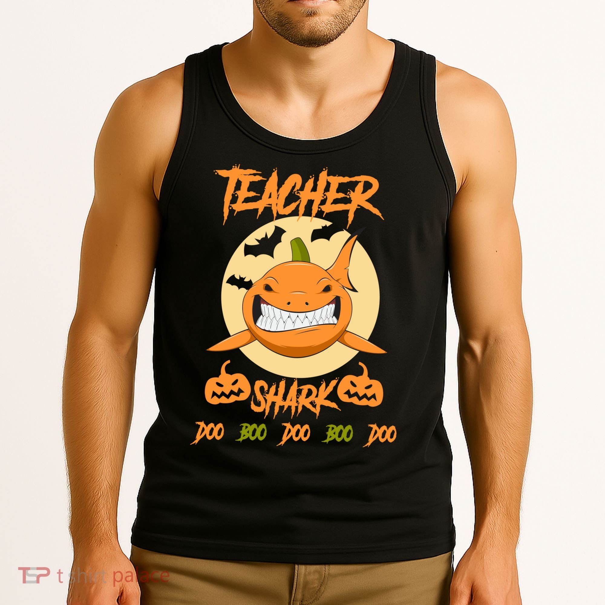 Teacher Shark Doo Boo Boo Pumpkin Halloween Tank Top