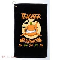Teacher Shark Doo Boo Boo Pumpkin Halloween Golf Towel thumb 0