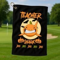 Teacher Shark Doo Boo Boo Pumpkin Halloween Golf Towel thumb 1