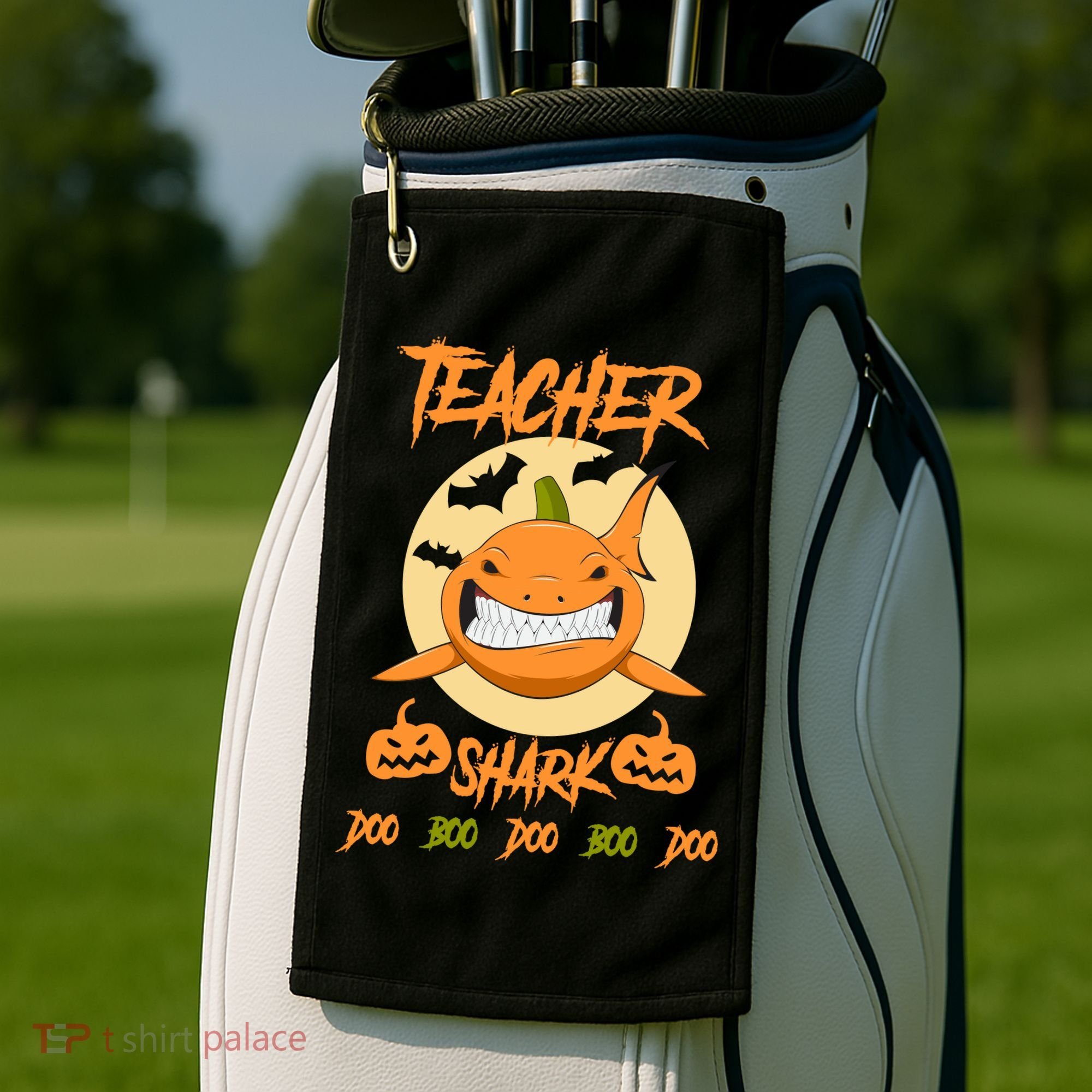 Teacher Shark Doo Boo Boo Pumpkin Halloween Golf Towel