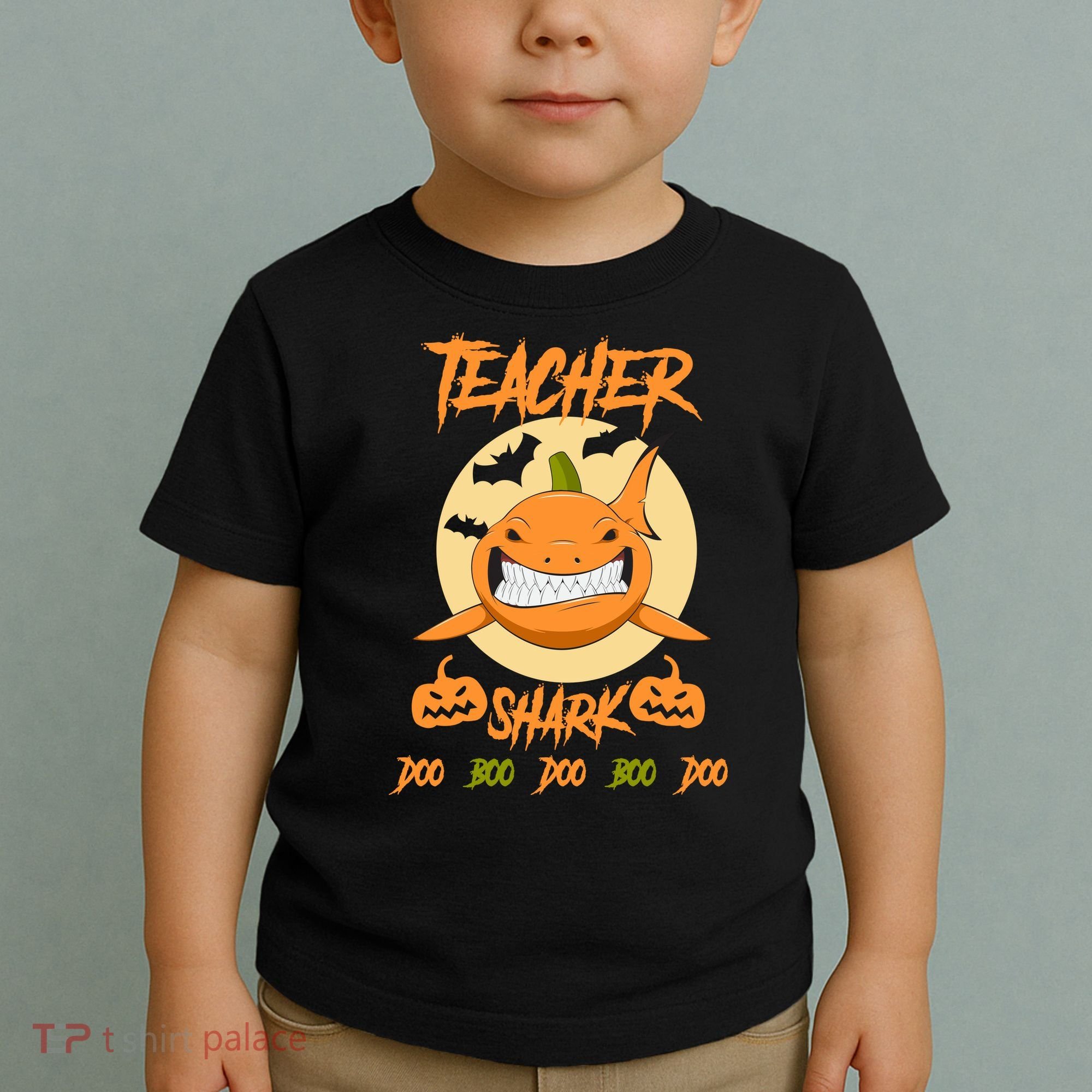 Teacher Shark Doo Boo Boo Pumpkin Halloween Toddler T-Shirt