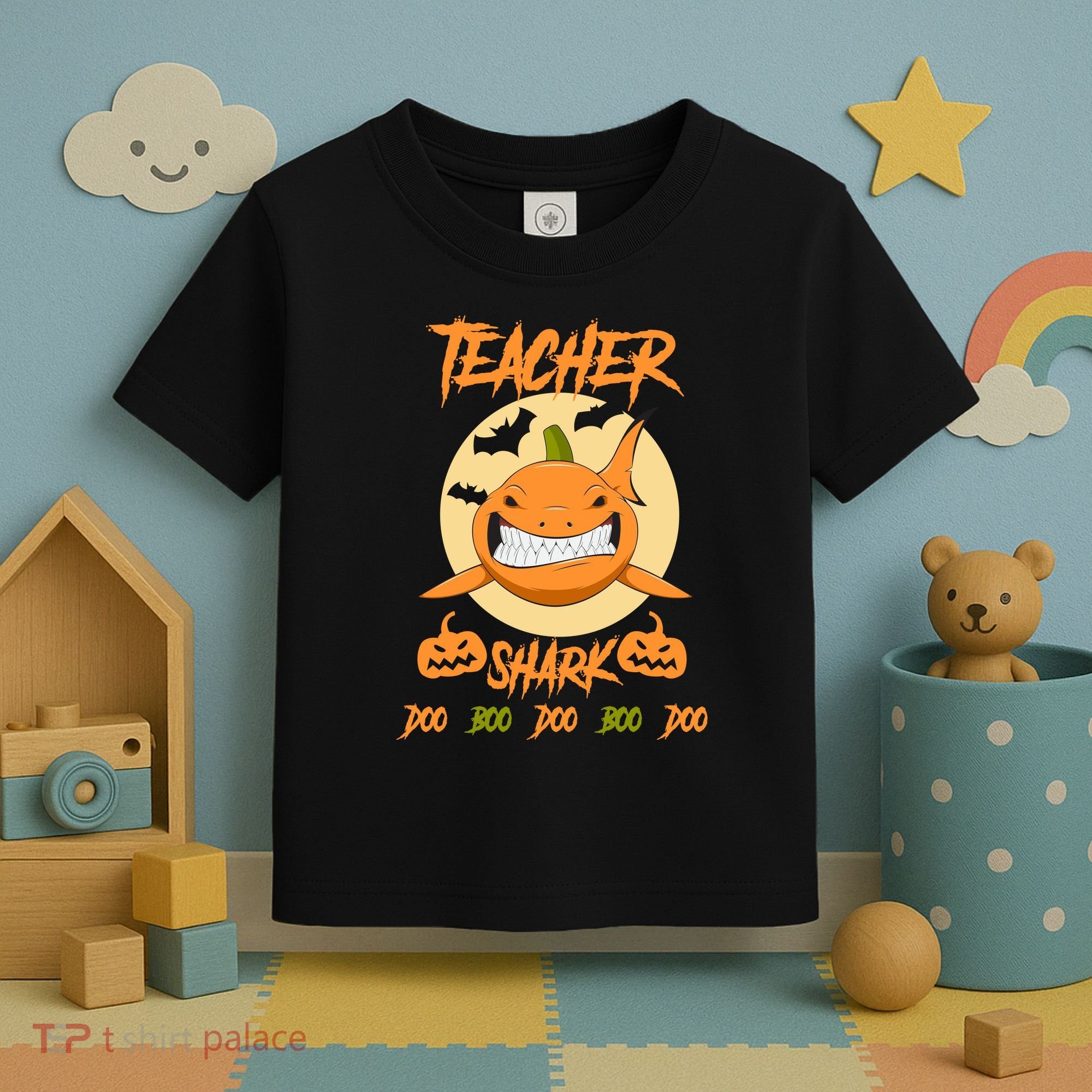 Teacher Shark Doo Boo Boo Pumpkin Halloween Toddler T-Shirt