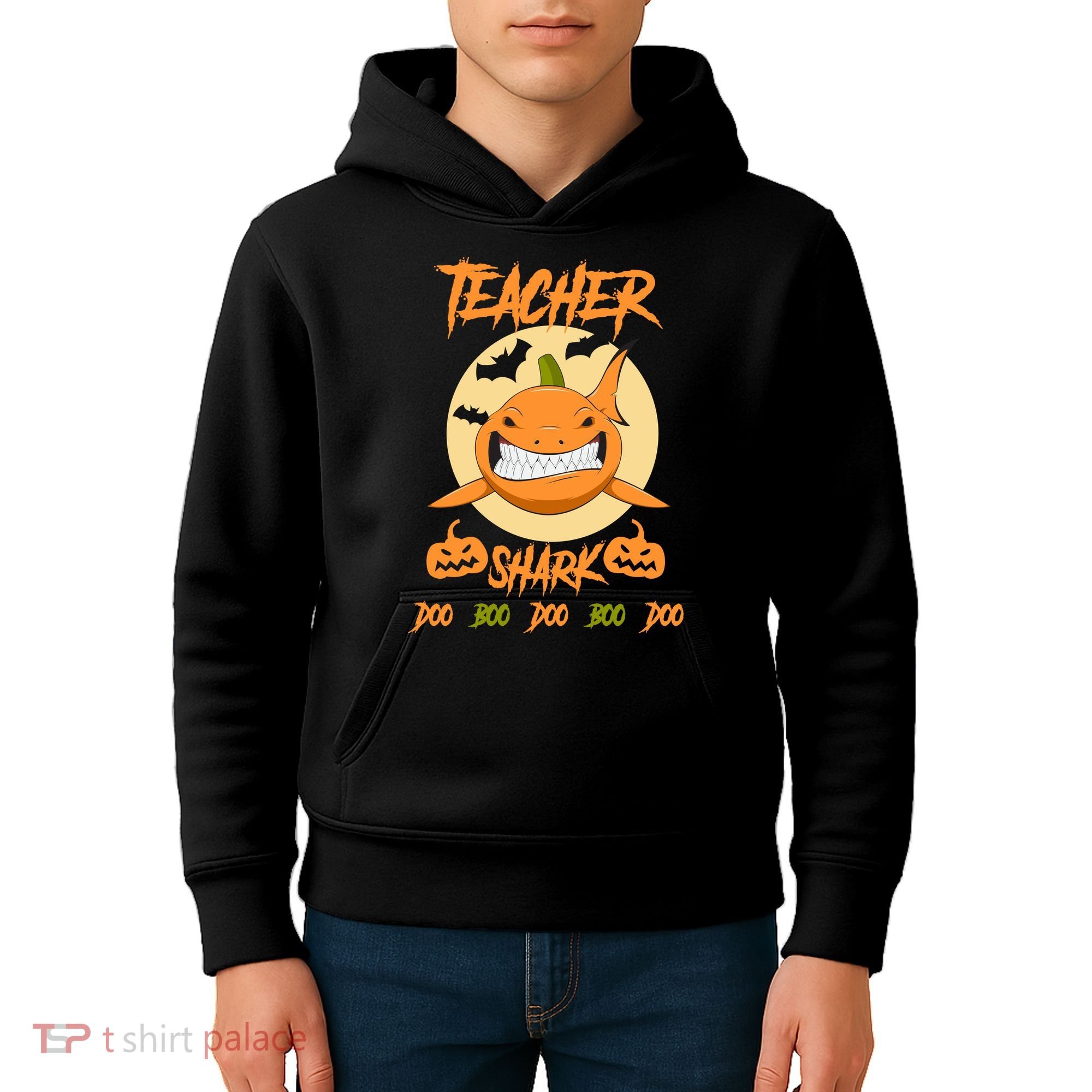 Teacher Shark Doo Boo Boo Pumpkin Halloween Kids Hoodie