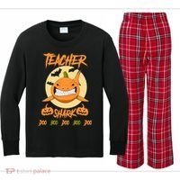 Teacher Shark Doo Boo Boo Pumpkin Halloween Kids Long Sleeve Plaid Pajama Set thumb 0