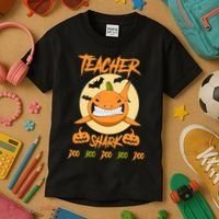 Teacher Shark Doo Boo Boo Pumpkin Halloween Kids T-Shirt thumb 3