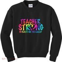 Teacher Strong In Class Or Virtually Kids Sweatshirt thumb 0