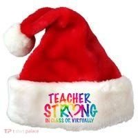 Teacher Strong In Class Or Virtually Santa Hat thumb 0