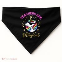 Teachers are Magical Funny Unicorn USA-Made Doggie Bandana thumb 0