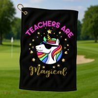 Teachers are Magical Funny Unicorn Golf Towel thumb 1