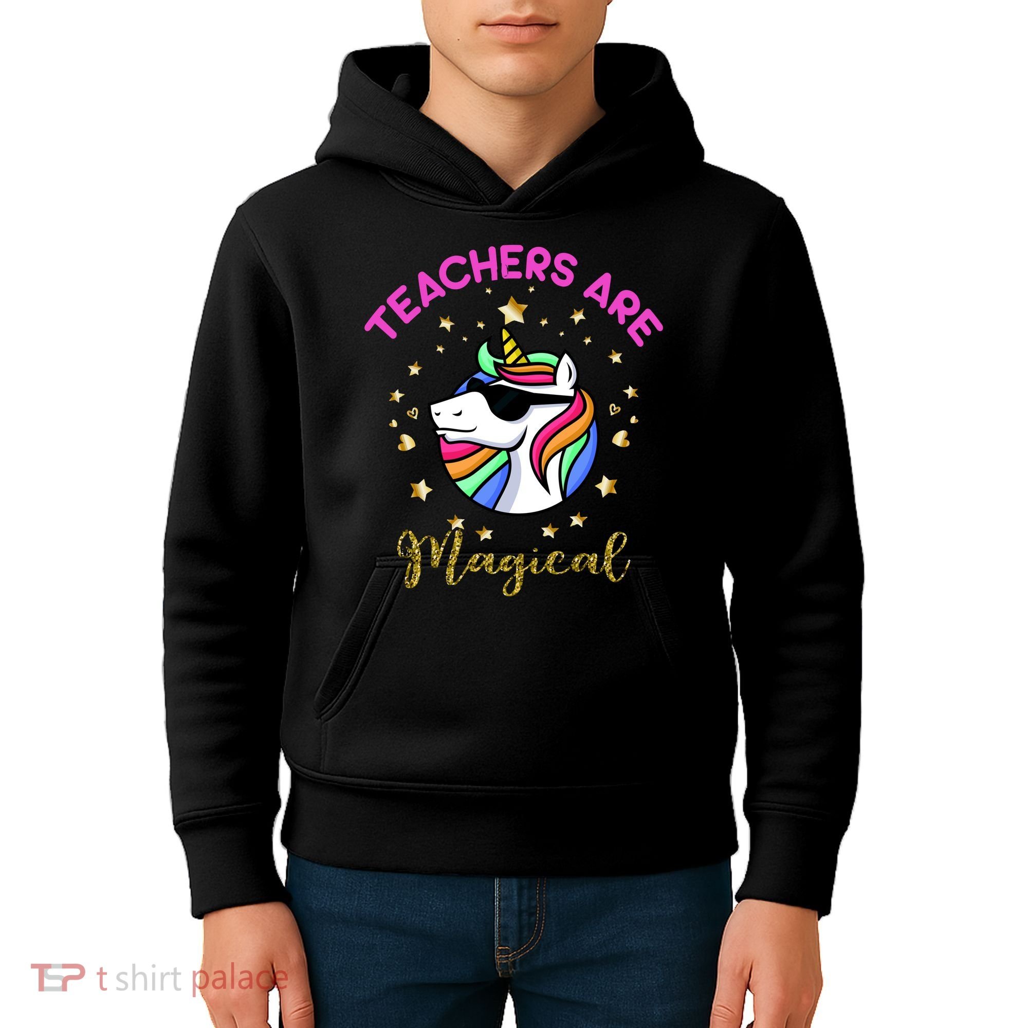Teachers are Magical Funny Unicorn Kids Hoodie