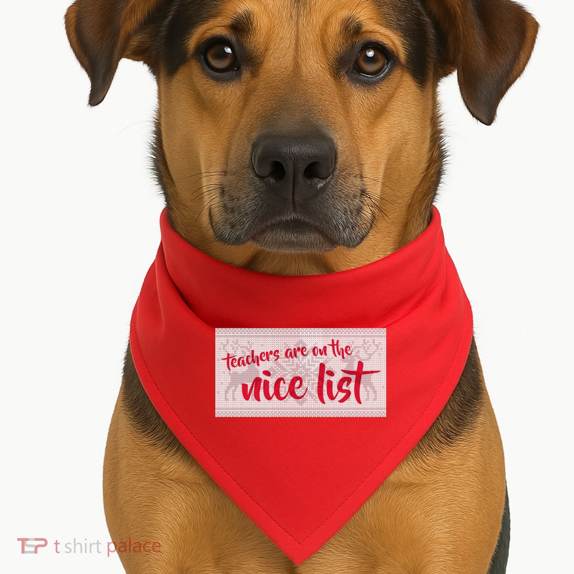 Teachers Are On The Nice List Christmas USA-Made Doggie Bandana