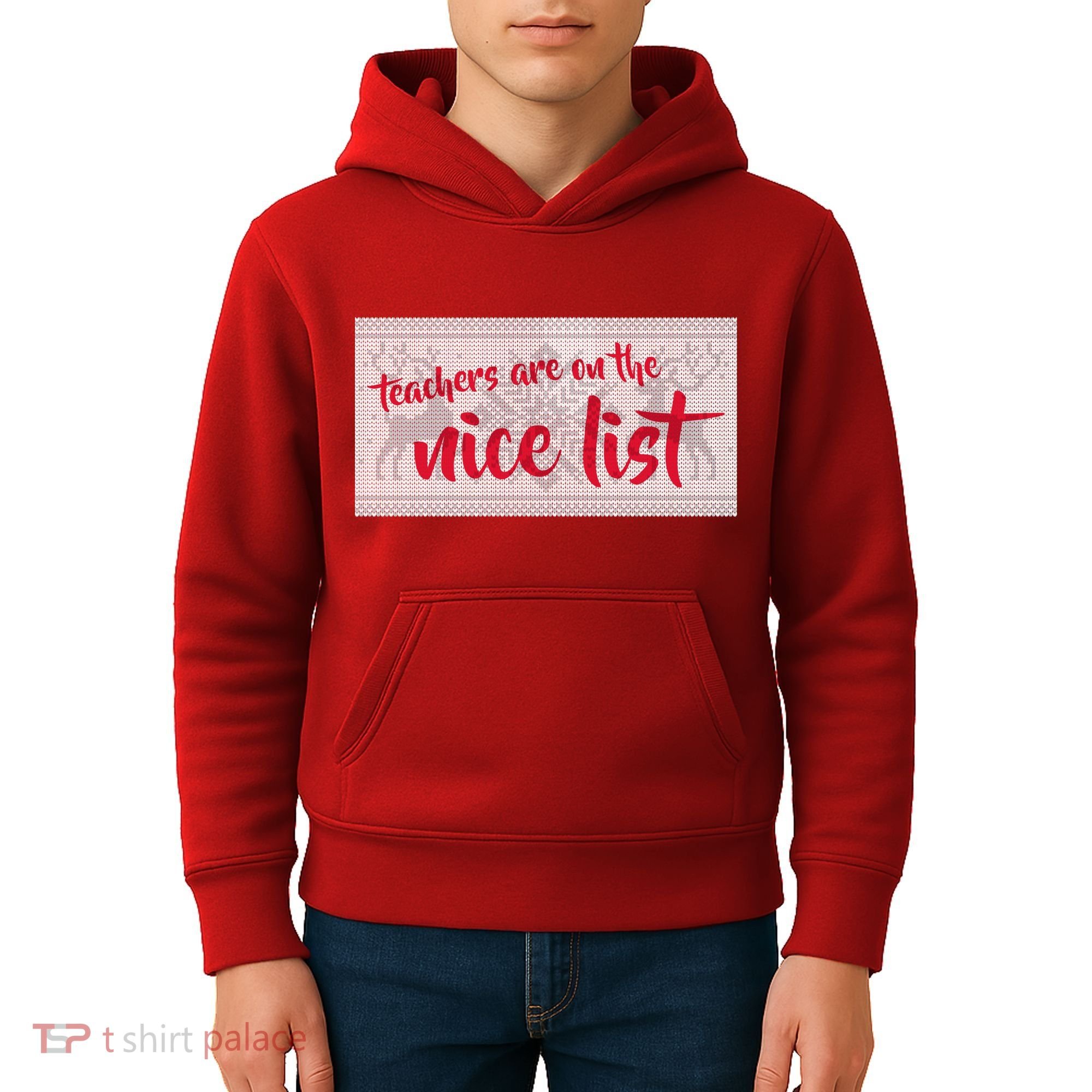 Teachers Are On The Nice List Christmas Kids Hoodie