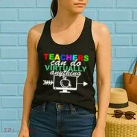 Teachers Can Do Virtually Anything Funny School Women's Tank Top thumb 2