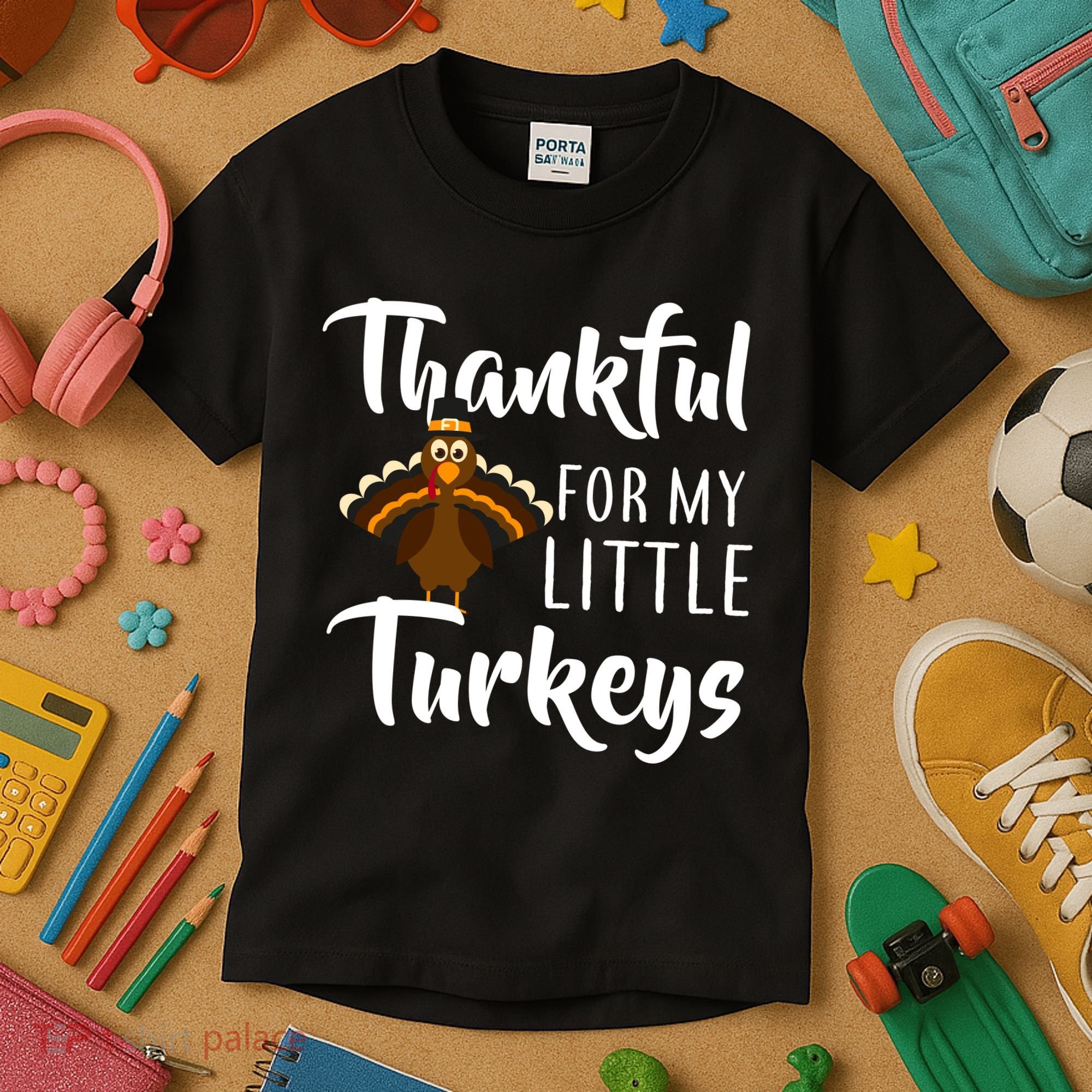 Teachers Thanksgiving Thankful For My little Turkeys Kids T-Shirt