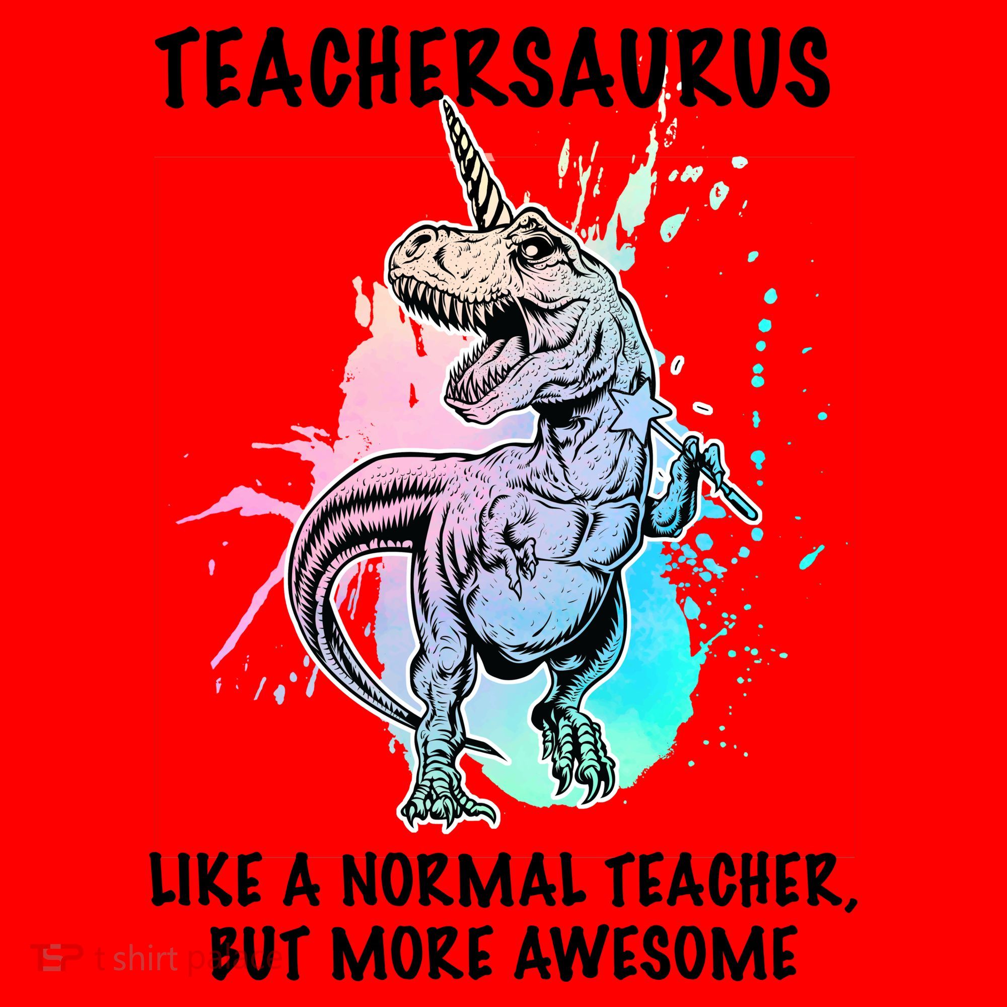 Teachersaurus Unicorn Santa Hat