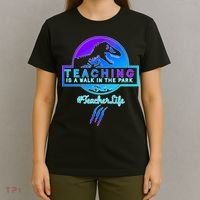 Teaching Is A Walk In Park Jurassic Teacher T-Shirt thumb 4