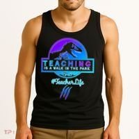 Teaching Is A Walk In Park Jurassic Teacher Tank Top thumb 3