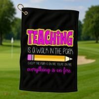 Teaching Is A Walk In The Park Golf Towel thumb 1