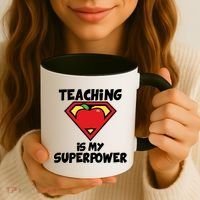 Teaching Is My Superpower Apple Crest Coffee Mug thumb 3