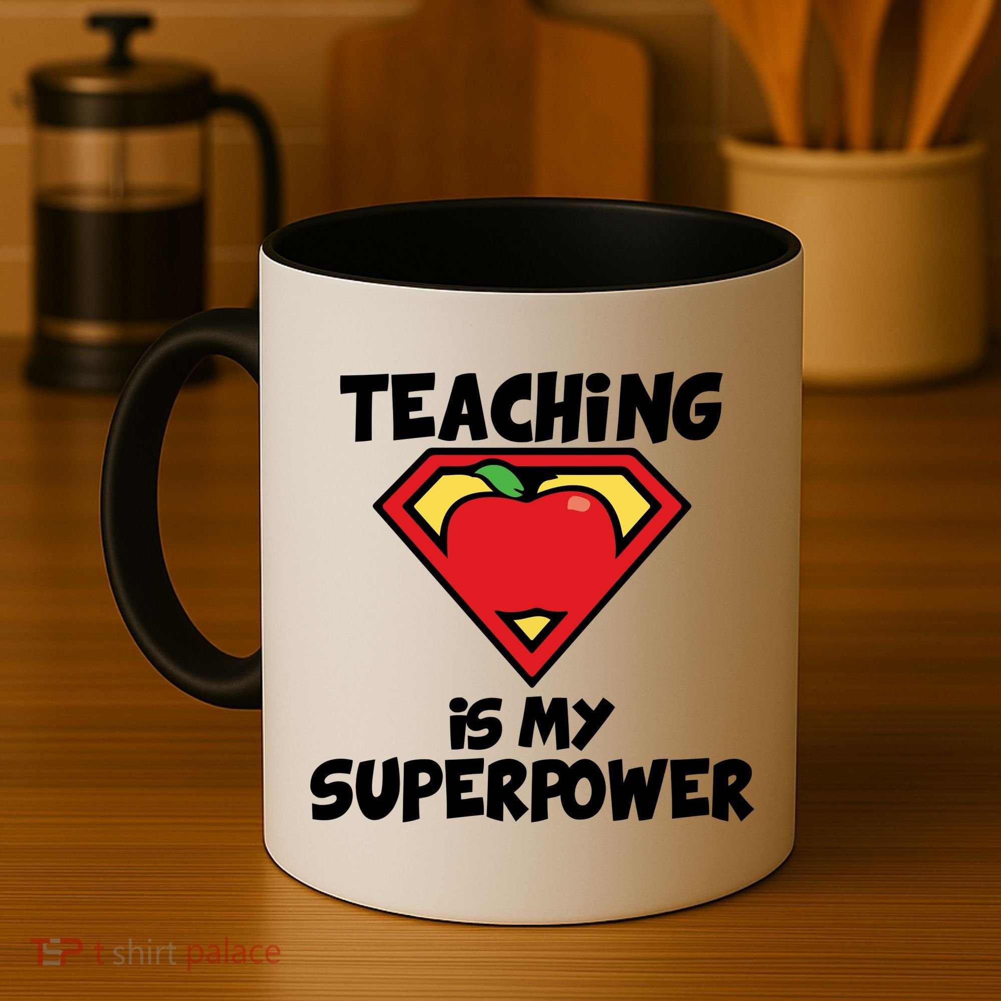 Teaching Is My Superpower Apple Crest Coffee Mug