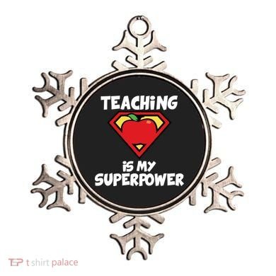 Teaching Is My Superpower Apple Crest Ornament