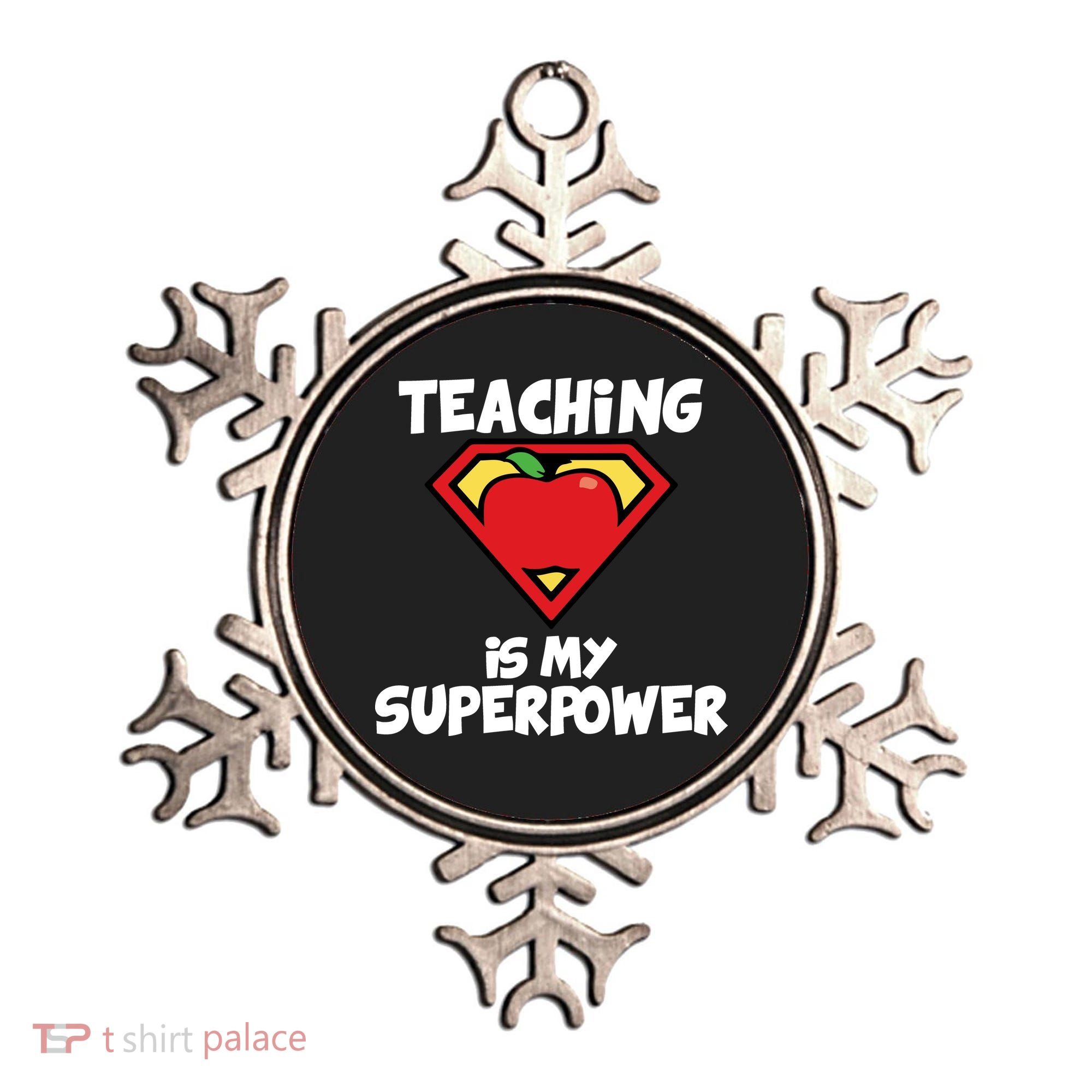 Teaching Is My Superpower Apple Crest Ornament